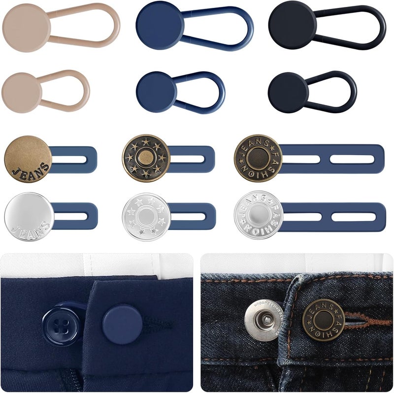 KUNTAERY 12 Pcs Pant Waist Extenders for Jeans, Trousers & Skirts, No Sew Adjustable Button Extenders, 1-1.8 Inches - Image 1